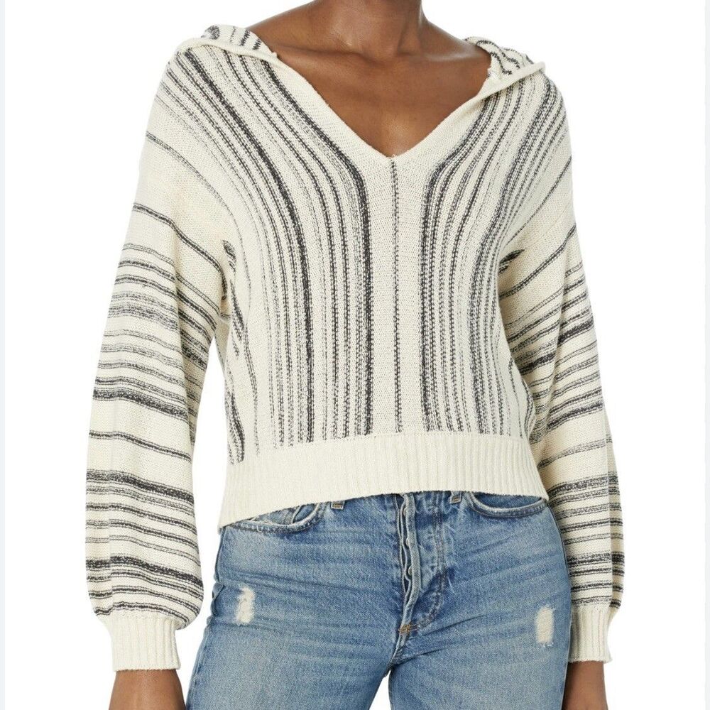 Billabong Women's Mas Amor‎ Hooded Stripe Sweater Size M Cotton